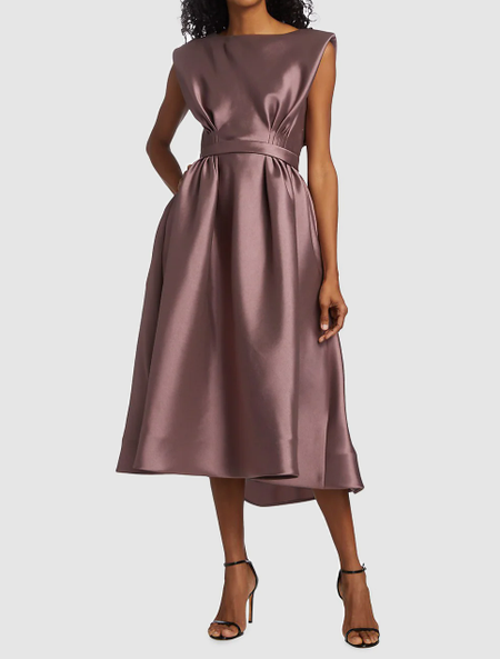 

Summer Crew Neck Lightweight Elegant Plain Sleeveless Woven Dresses, Gray purple, Maxi Dresses