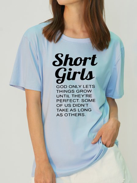 

Women's Funny Short Girl Bamboo Fiber Short Sleeve T-Shirt, Blue, T-shirts