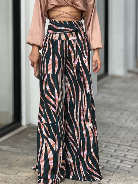 

Daily Vacation Abstract Wide Leg Pants, Black, Wide Leg Pants