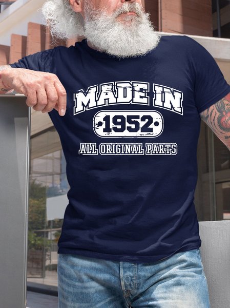 

Men's Made in 1954 All Original Parts Casual Crew Neck T-Shirt, Purplish blue, T-shirts