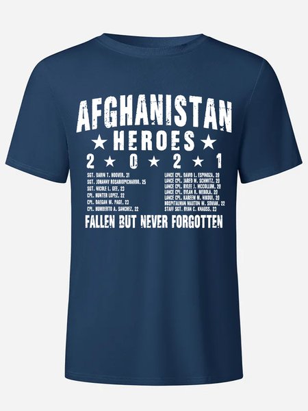 

MensAfghanistan Heroes T Shirt Fallen But Never Forgotten Bamboo Fiber Casual Short Sleeve T-Shirt, Dark blue, T-shirts
