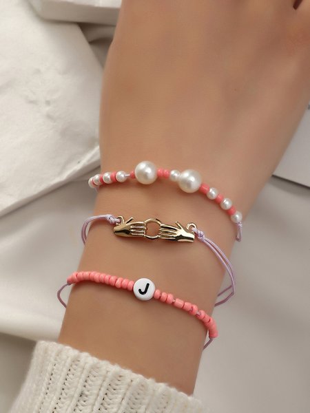 

JFN 3PC Beach Resort Style Adjustable Beaded Pearl Bracelet, As picture, Bracelets