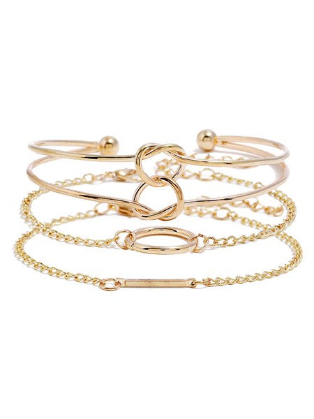 

JFN 3Pcs Fashion Simple Geometric Multilayer Bracelet Set, Golden, Bracelets