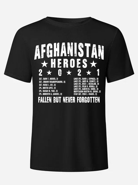 

MensAfghanistan Heroes T Shirt Fallen But Never Forgotten Bamboo Fiber Casual Short Sleeve T-Shirt, Black, T-shirts