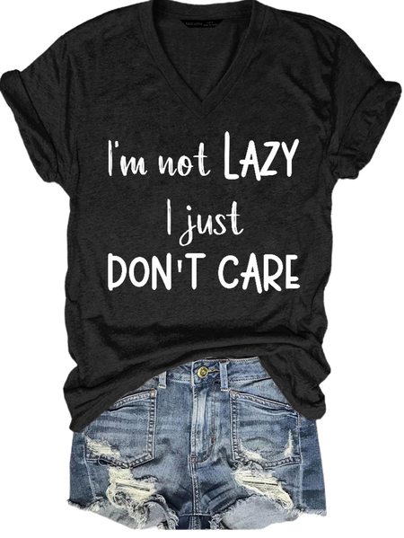 

I'm Not Lazy I just Don't Care Shirts&Tops, Black, T-shirts