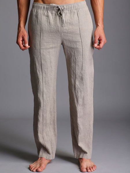 

Men's Vintage Cotton Linen Casual Trousers, Gray, Pants