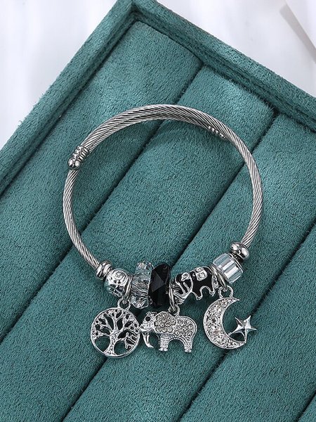 

Tree of Life DIY Beaded Crystal Elephant Star Moon Bracelet, Black, Bracelets