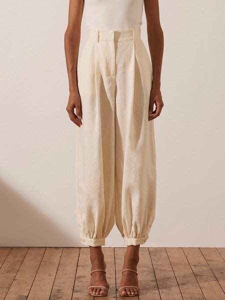 

Solid Regular fit Daily Simple Pants, Beige, Cropped Pants