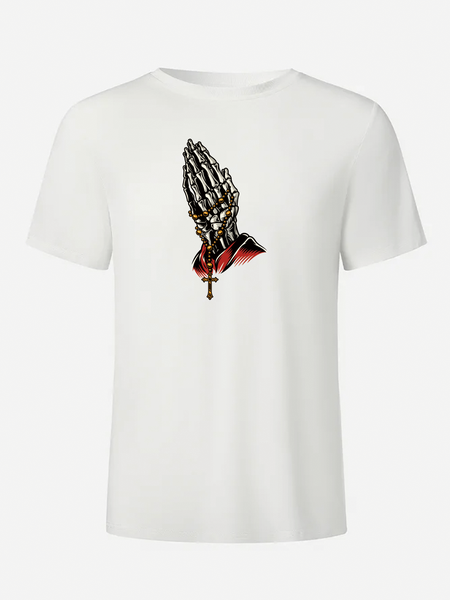 

Cross Bamboo Fiber Casual Short Sleeve Men‘s T-Shirt, White, T-shirts