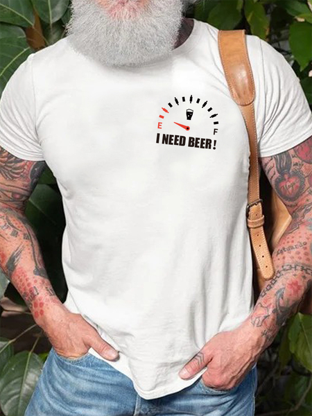 

I Need Beer Letter Basics Short Sleeve T-Shirt, White, T-shirts