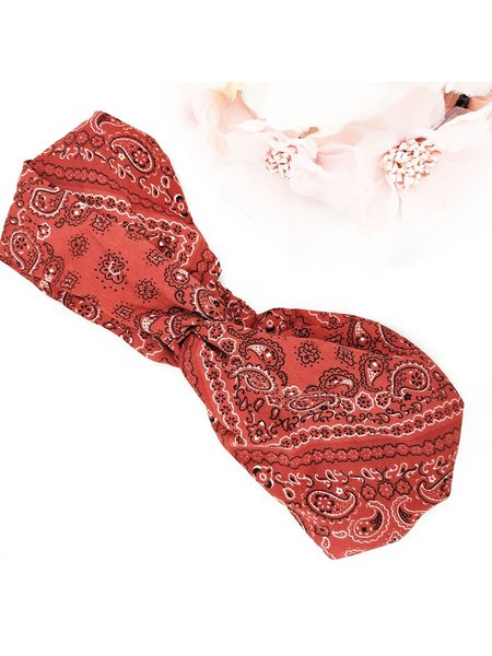 

JFN Bohemian Vacation Print Wide Crossover Headband, As picture, Women Hair Accessories