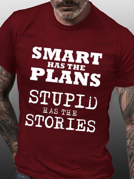 

Stupid Stories Funny Short Sleeve Crew Neck Cotton Short Sleeve T-Shirt, Red, T-shirts