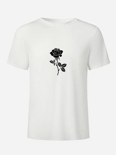 

Men's Rose Antimicrobial Bamboo Fabric Short Sleeve Bamboo Fiber Casual Short Sleeve T-Shirt, White, T-shirts