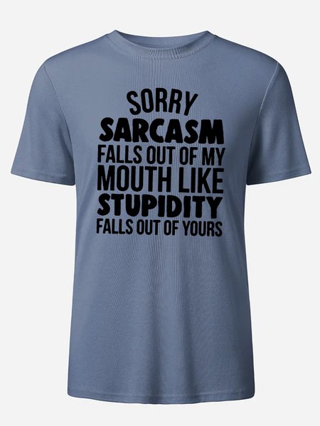 

Mens Funny Letter Basics Crew Neck Short Sleeve T-Shirt, Blue, T-shirts