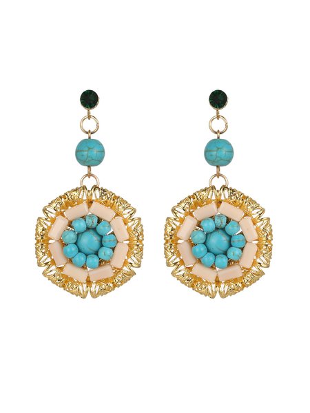 

Boho Ethnic Turquoise Braided Earrings, As picture, Earrings