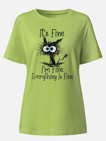 

Womens I‘m Fine Casual Bamboo Fiber Short Sleeve T-Shirt, Green, T-shirts