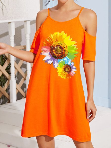 

Floral Loosen Sleeveless Woven Dresses, Multicolor, Mini Dresses