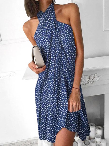 

Floral Cross Front Sleeveless Woven Dresses, Flower, Mini Dresses