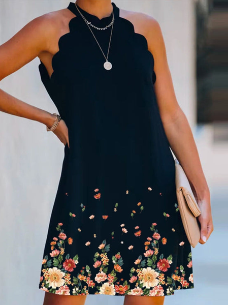 

Vacation Sleeveless Woven Dresses, Black, Dresses