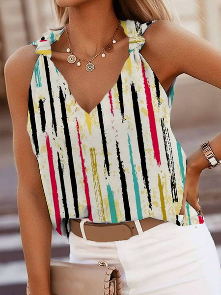

Casual Striped Woven, Multicolor, Tank Top