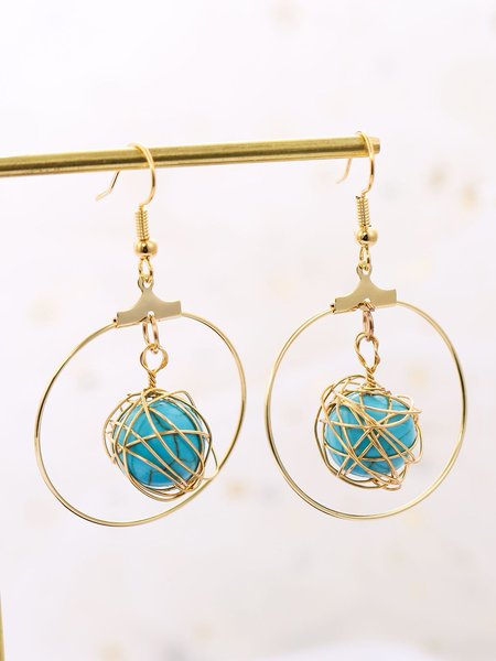 

Vintage Hand-Wound Turquoise Earrings Vintage Jewelry, As picture, Earrings