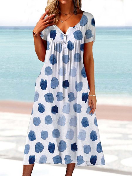 

Ombre Casual Short Sleeve Knit Dress, White, Dresses