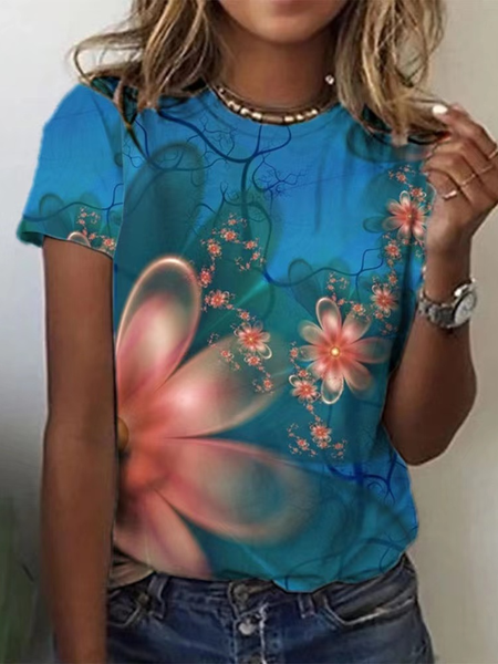 

Round Neck Ombre Regular Fit Short Sleeve T-Shirt, Multicolor, T-Shirts
