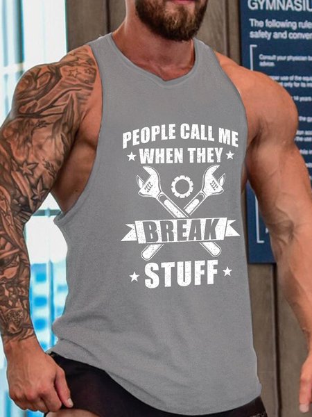 

Mechanic Funny Saying Crew Neck Top, Gray, Tank Tops