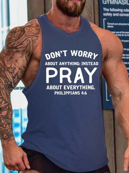 

Don't Worry About Anything Men's, Blue, Tank Tops