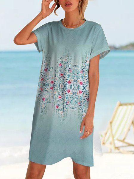 

Holiday gradient flower straight dress midi Plus Size, Multicolor, Dresses