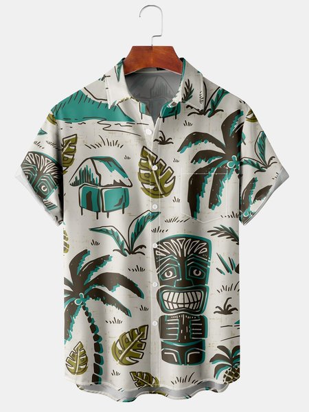 

Men's Casual Breathable Short Sleeve Hawaiian Shirt, As picture, Men's Floral shirt