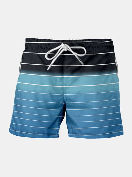

Gradient Stripe Graphic Men's Casual Beach Shorts, Blue, Men's shorts