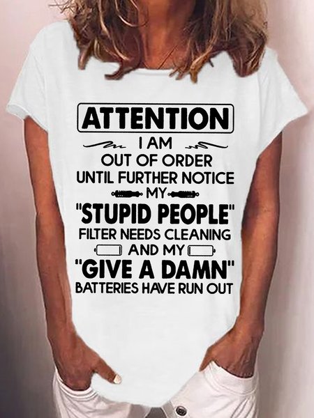 

Women's Funny Letter Casual Short Sleeve T-Shirt, White, T-shirts