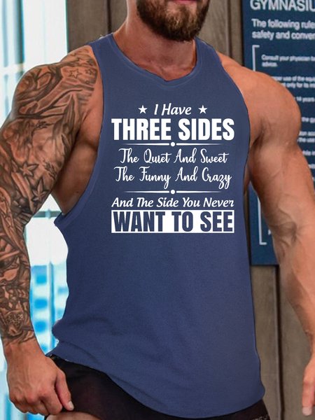 

I Have Three Sides Men's, Blue, Tank Tops