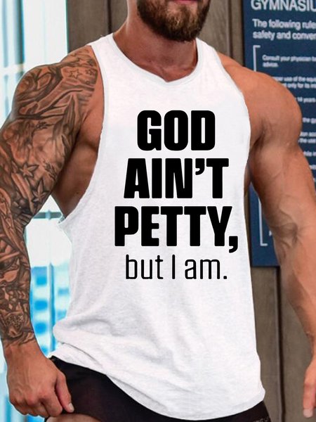 

Men's I'm Petty Funny Print Casual Knit, White, Tank Tops
