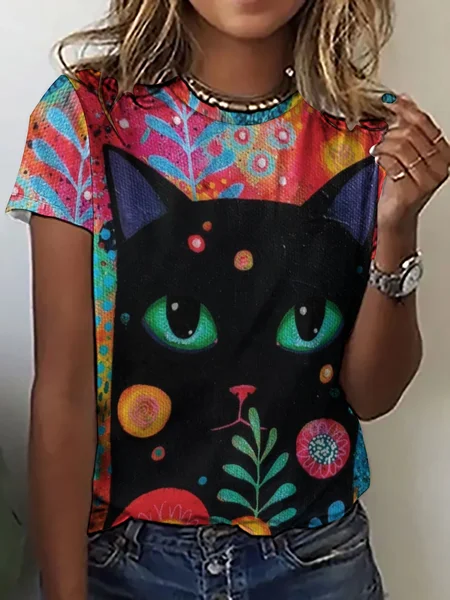 

Women's Funny Black Casual Short Sleeve T-Shirt, As picture, T-shirts
