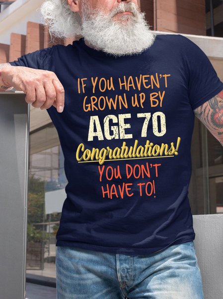 

Funny 70th Birthday Gift Funny Saying Crew Neck T-shirt, Purplish blue, T-shirts