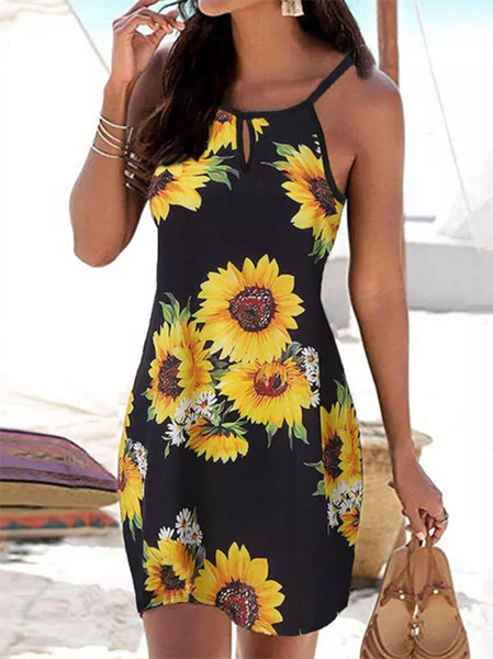 Buy Sunflower Sleeveless Casual Knitting Dresses, Mini Dresses, Zolucky, As Picture