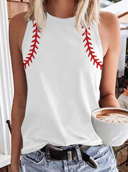 

Loosen Casual Knit, White, Tank Top