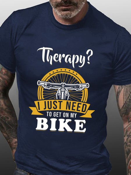 

I Just Need To Get On My Bike Funny Crew Neck T-shirt, Purplish blue, T-shirts
