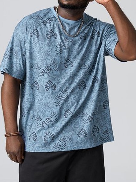 

Men's Hawaiian Botanical Floral Short Sleeve T-Shirt, Blue, T-Shirts