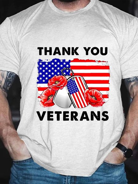 

Men's Thank You Veterans Poppy Flower Veteran Day Shirt, White, T-shirts