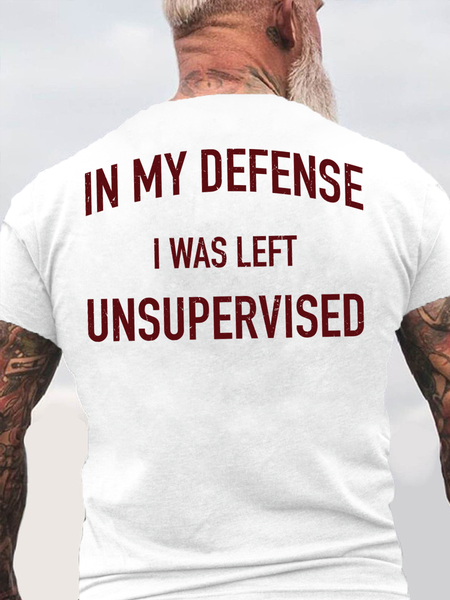 

In My Defence Short Sleeve Basics Letter Short Sleeve T-Shirt, White, T-shirts
