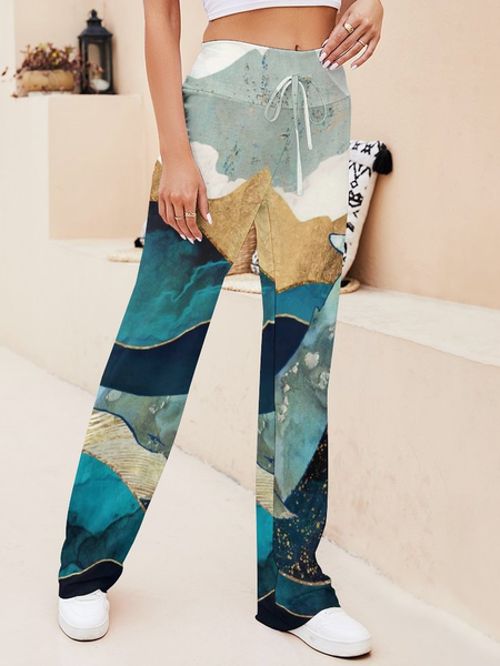 

Women's Oil Painting Print Vintage Casual Loosen Pants, As picture, Pants