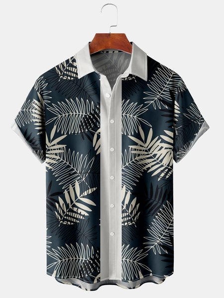 Men's Casual Breathable Short Sleeve Hawaiian Shirt, As picture, Men's Floral shirt