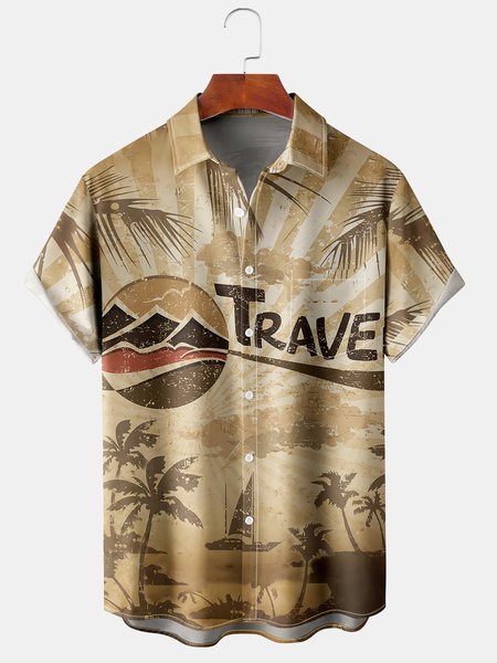 

Men's Botanical Print Casual Moisture Absorbent Breathable Fabric Hawaiian Short Sleeve Shirt, As picture, Men's Floral shirt