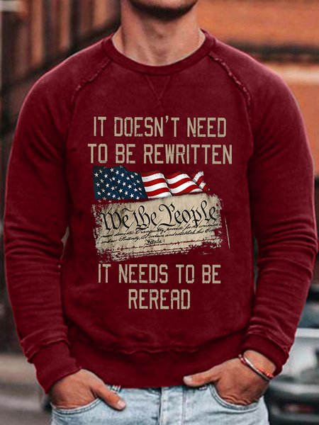 

It Doesn't Need To Be Rewritten Men's Long Sleeve Sweatershirt, Red, Hoodies&Sweatshirts