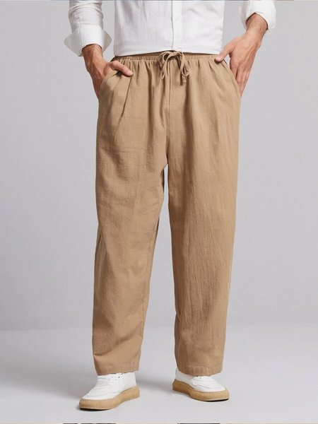 

Men's Vintage Cotton Linen Casual Trousers, Khaki, Pants
