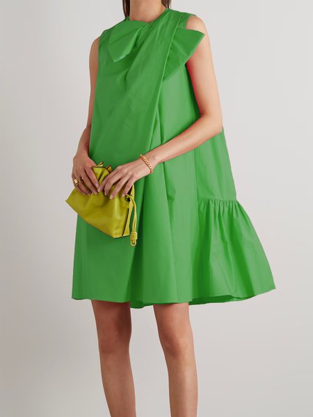 

Simple Loosen Solid Sleeveless Mini Dress, Green, Mini Dresses