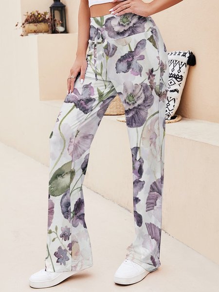 

Purple Poppies Women's Loosen Pants, As picture, Pants